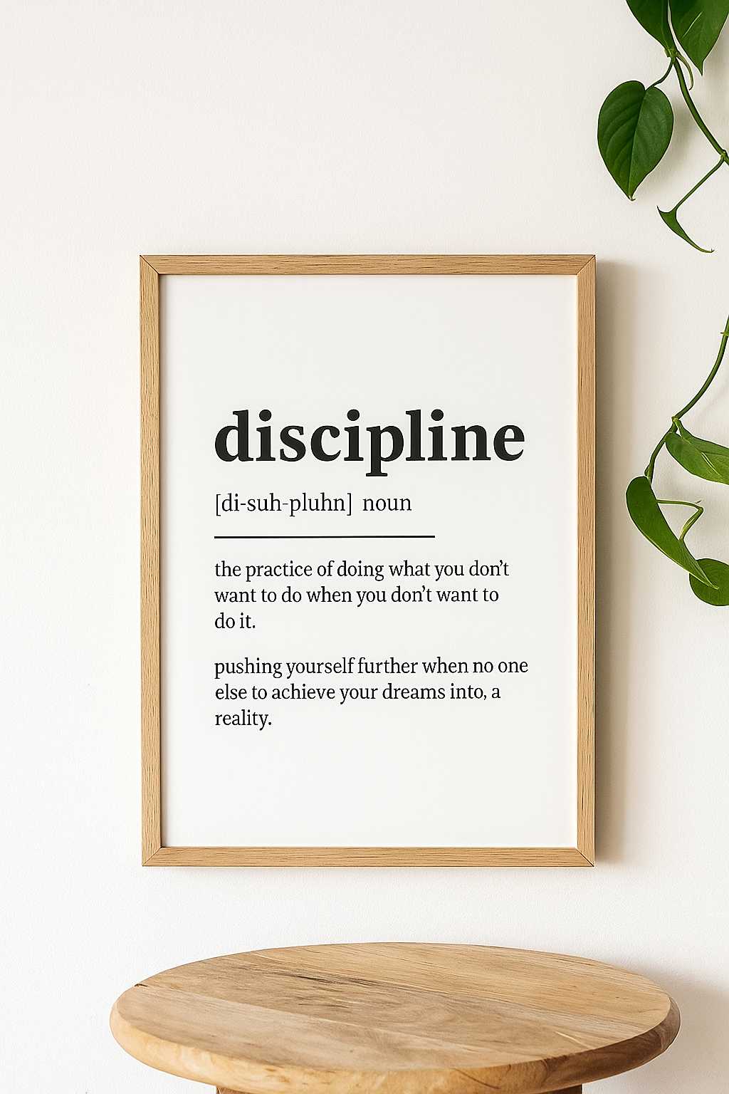 discipline — minimalist motivational poster (no frame)